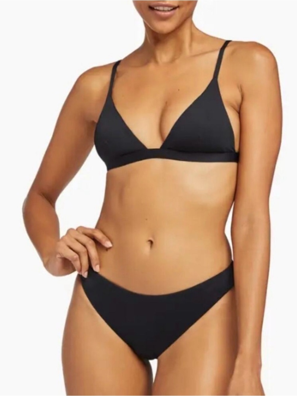 Vitamin A Moss Black Triangle Bikini Top D DDD Cup Size 10 Large NWT EcoLux Swim